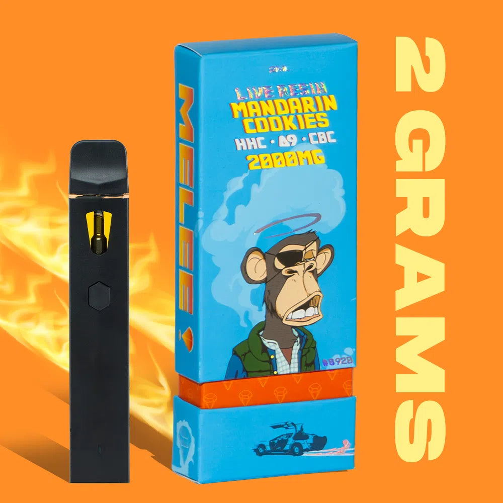 2 Gram Live Resin Disposable Vape: Mandarin Cookies (HHC, CBC, Delta-9 Melee Dose 2 Gram Live Resin Disposable Vape: Mandarin Cookies (HHC, CBC, Delta-9 Melee Dose