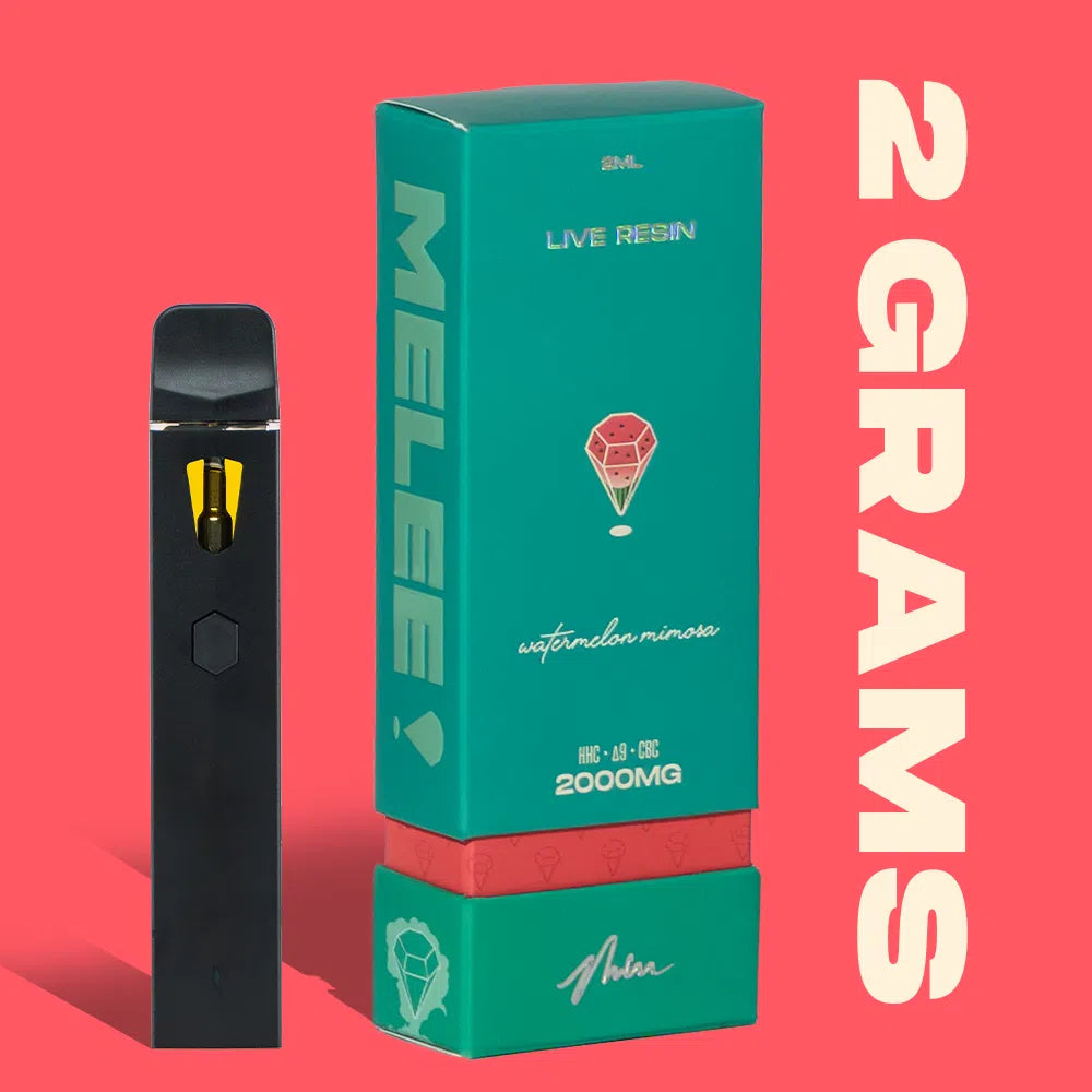 2 Gram Live Resin Disposable Vape: Watermelon Mimosa (HHC, CBC, Delta- Melee Dose 2 Gram Live Resin Disposable Vape: Watermelon Mimosa (HHC, CBC, Delta- Melee Dose