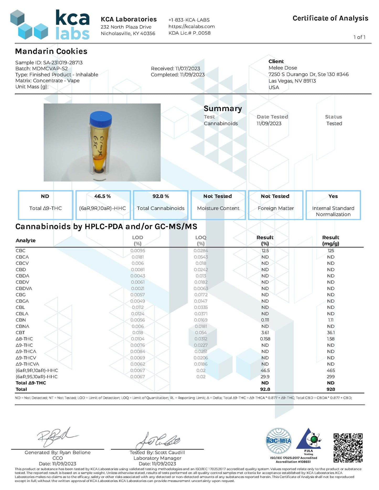 1 Gram Live Resin Vape Cartridge: Mandarin Cookies (HHC, CBC, Delta-9 THC)
