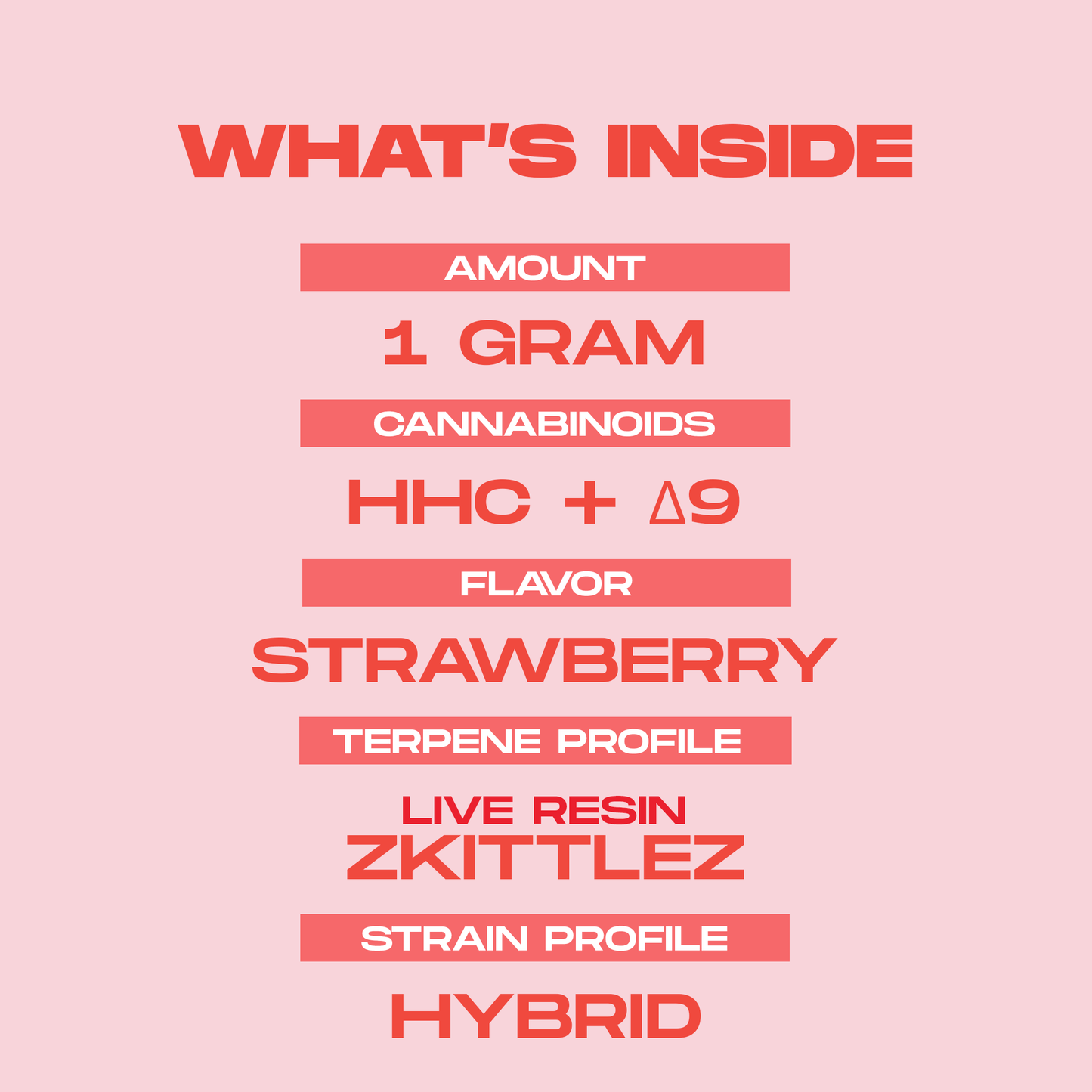 1 Gram Live Resin Vape Cartridge: Strawberry Zkittlez (HHC, Delta-9 THC)