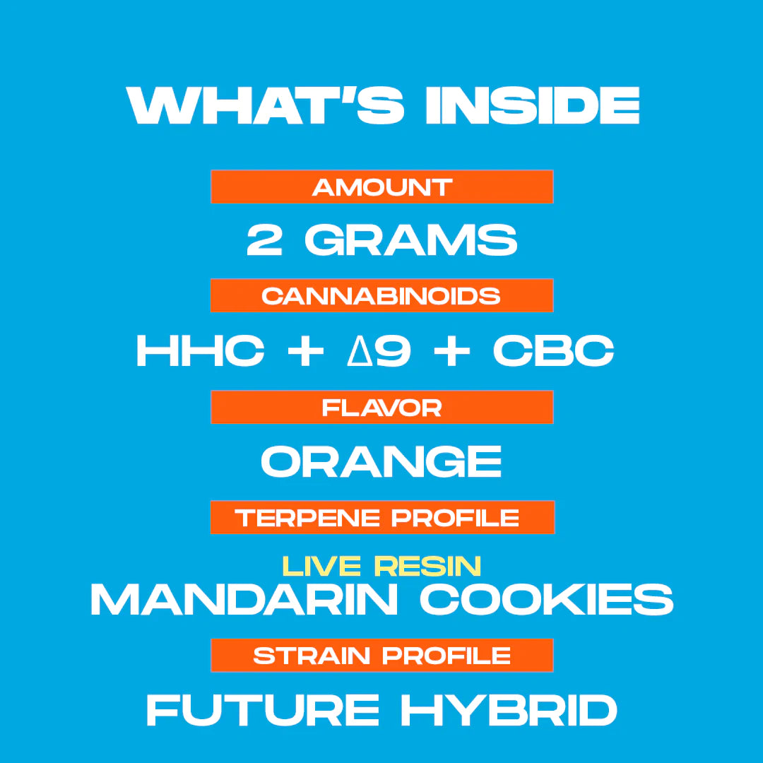 2 Gram Live Resin Disposable Vape: Mandarin Cookies (HHC, CBC, Delta-9 THC)
