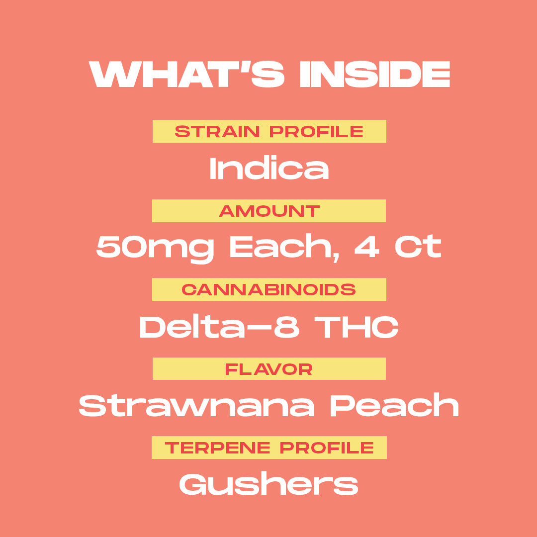 50mg • Strawnana Peach • Gushers [4 pk] (200mg Delta-8 THC)