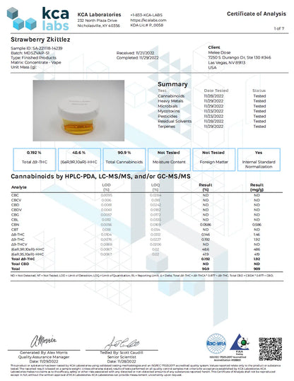 2 Gram Live Resin Disposable Vape: Strawberry Zkittlez (HHC, Delta-9 THC)