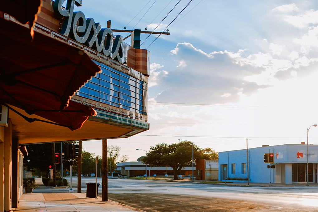 A Texas Street and vintage theatre